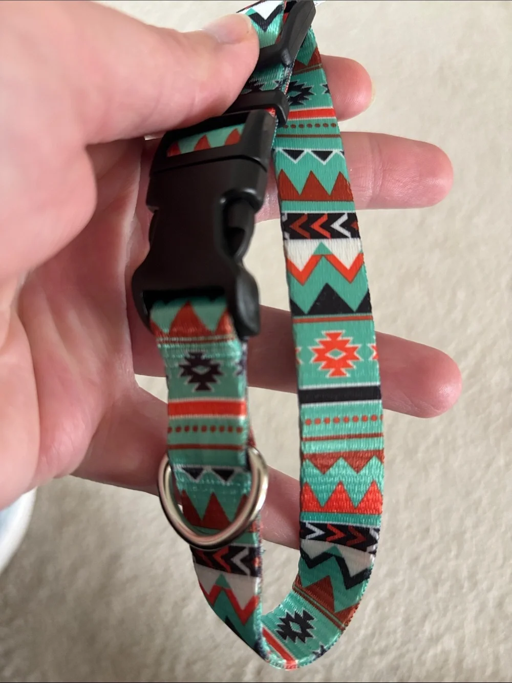 Master Paws Adjustable Dog Collar in Teal and Orange X-Small 8